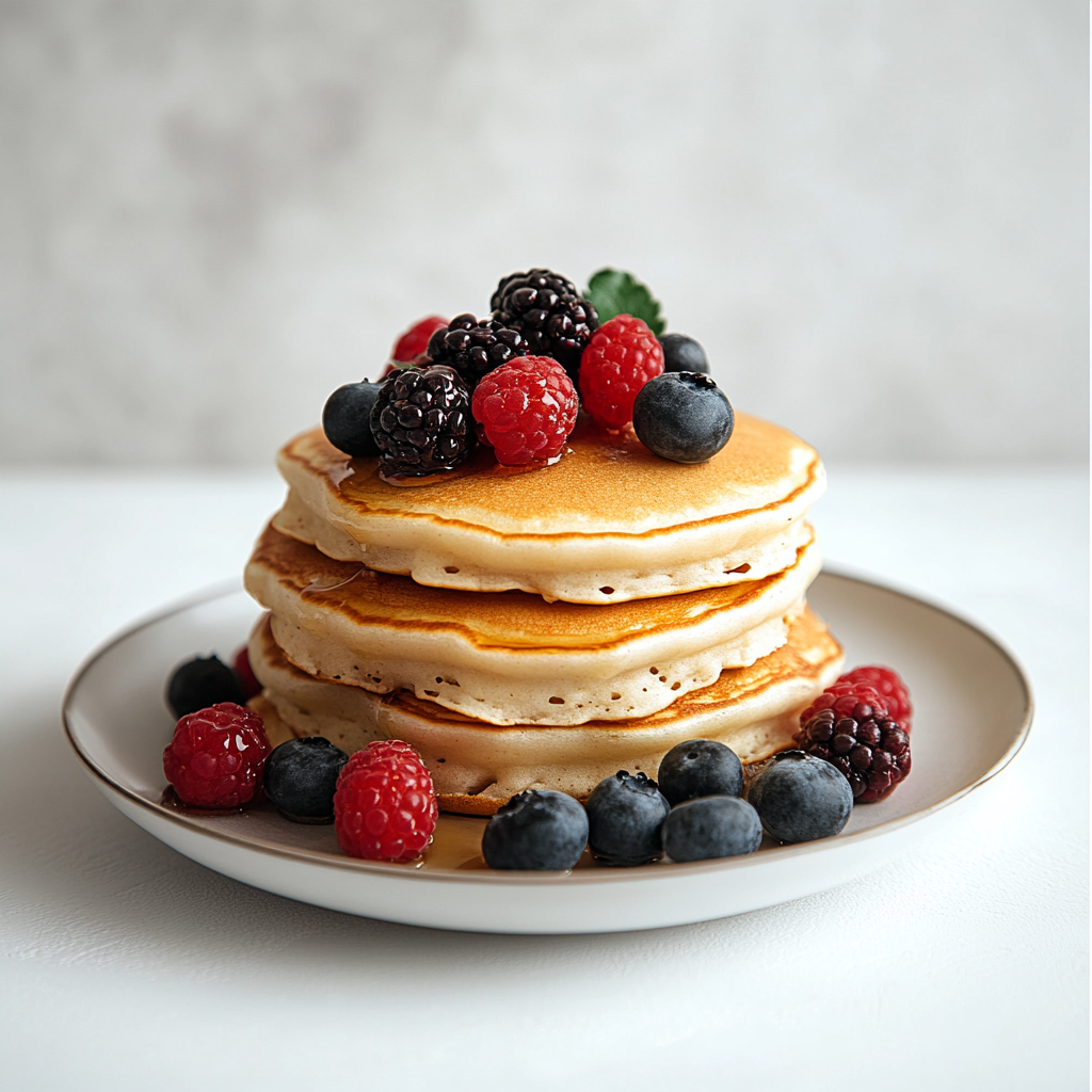 Pancakes topped with fresh berries